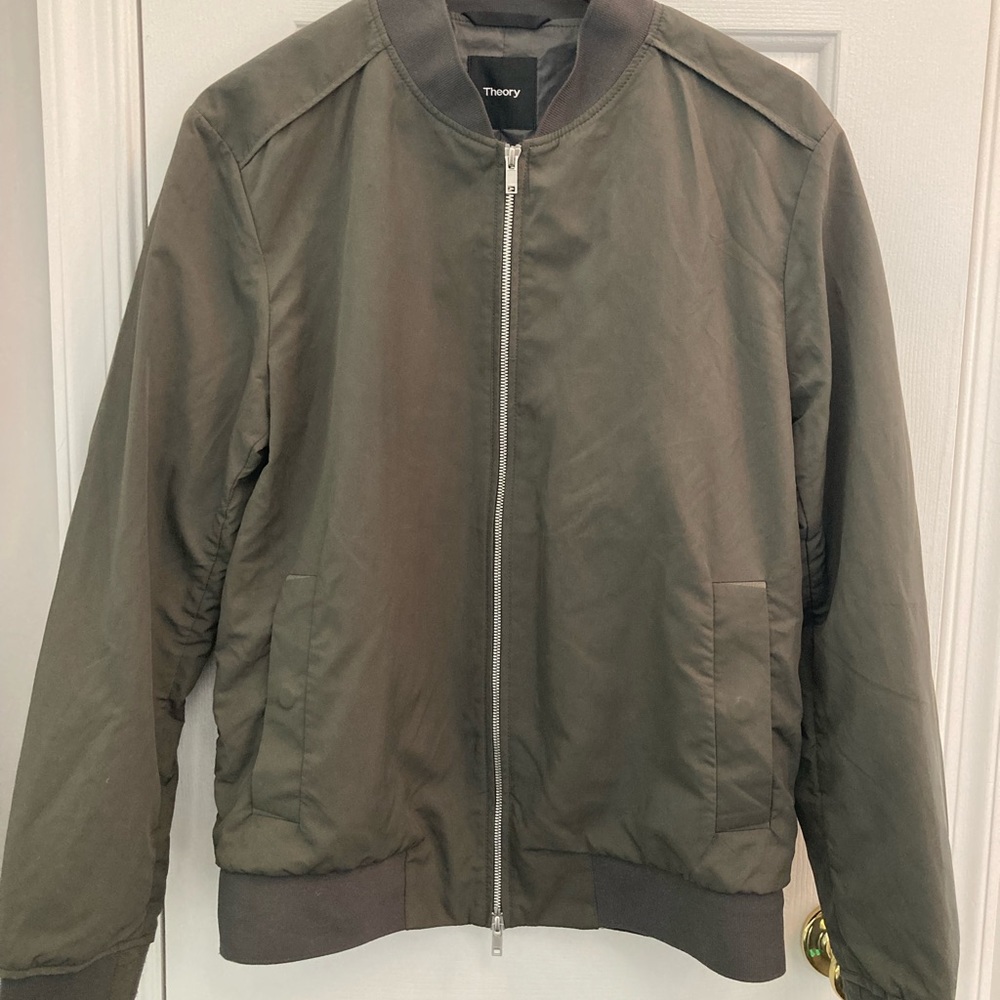 Theory Olive Green Bomber Jacket